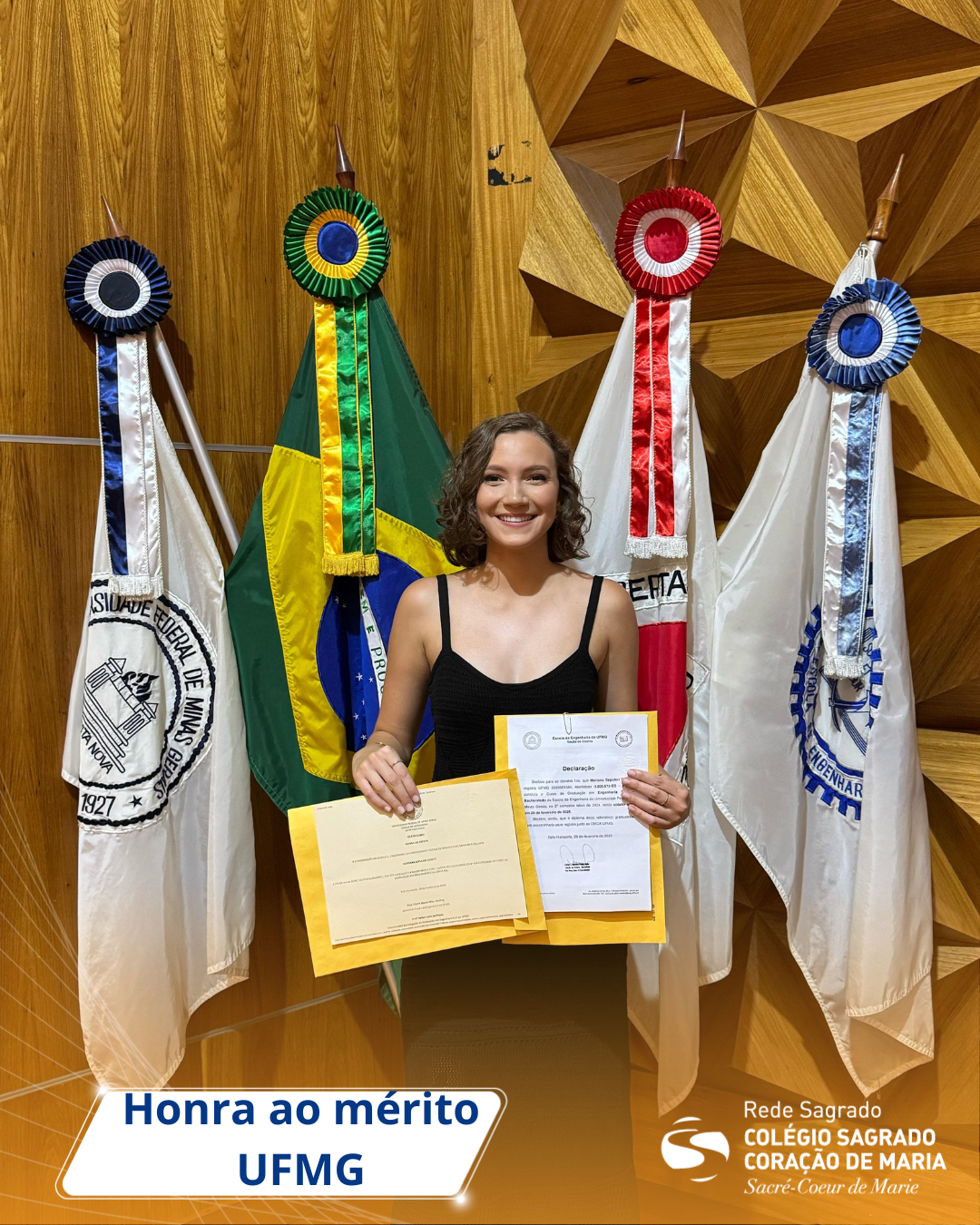 Ex-aluna do CSCM-Vitória recebe honra ao mérito e medalha de ouro na UFMG